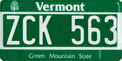 VT license plate ZCK563