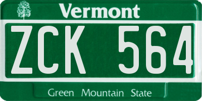 VT license plate ZCK564