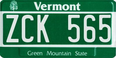 VT license plate ZCK565
