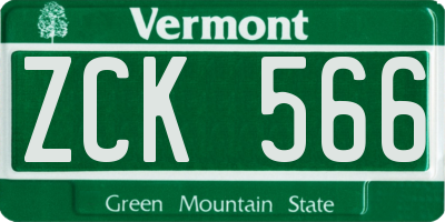 VT license plate ZCK566