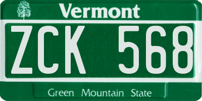 VT license plate ZCK568