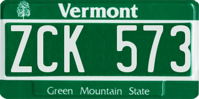 VT license plate ZCK573