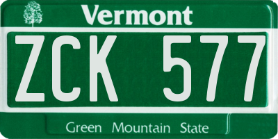 VT license plate ZCK577