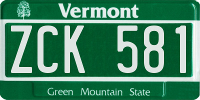 VT license plate ZCK581