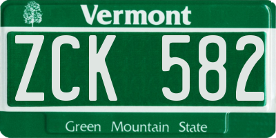 VT license plate ZCK582