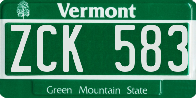 VT license plate ZCK583