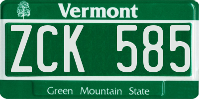 VT license plate ZCK585