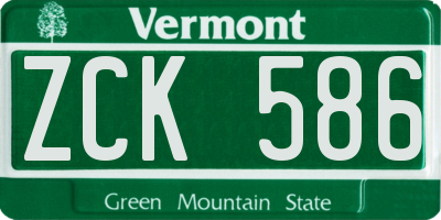VT license plate ZCK586