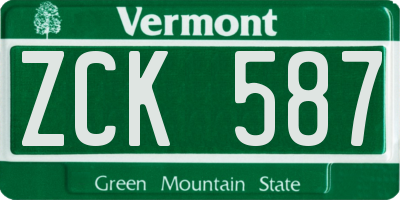VT license plate ZCK587