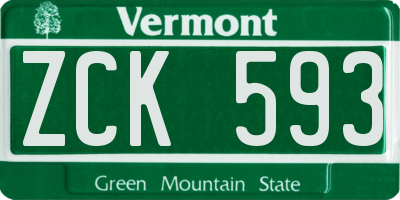 VT license plate ZCK593