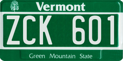 VT license plate ZCK601