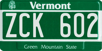 VT license plate ZCK602