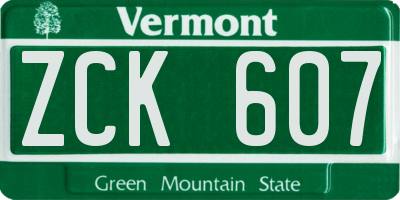 VT license plate ZCK607