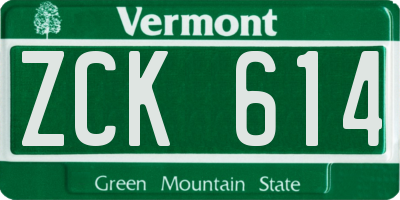 VT license plate ZCK614