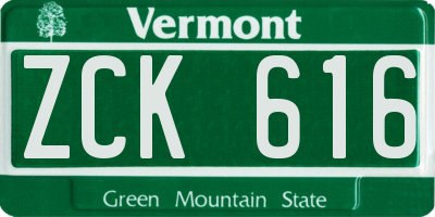 VT license plate ZCK616