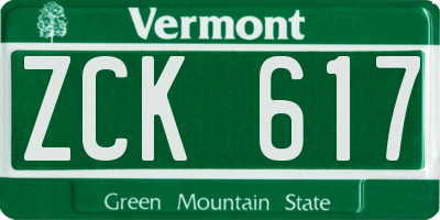 VT license plate ZCK617