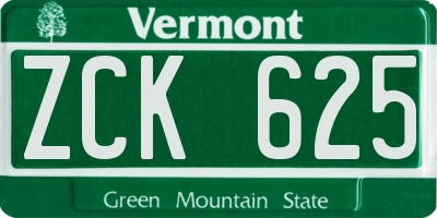 VT license plate ZCK625