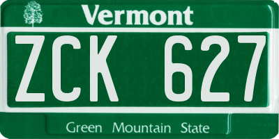 VT license plate ZCK627