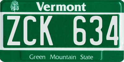 VT license plate ZCK634