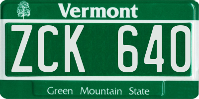 VT license plate ZCK640