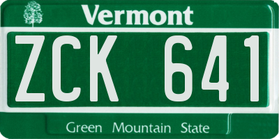 VT license plate ZCK641
