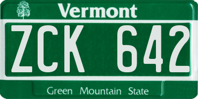 VT license plate ZCK642