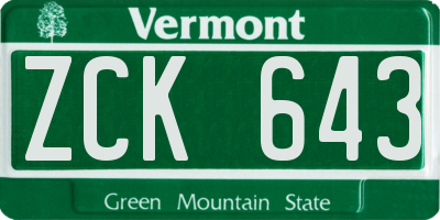VT license plate ZCK643