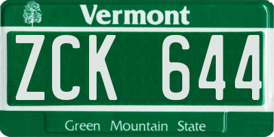 VT license plate ZCK644