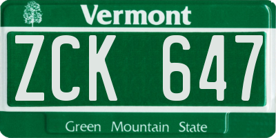 VT license plate ZCK647