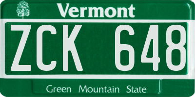 VT license plate ZCK648