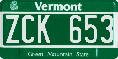 VT license plate ZCK653