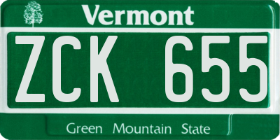 VT license plate ZCK655
