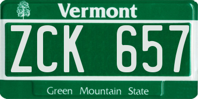 VT license plate ZCK657