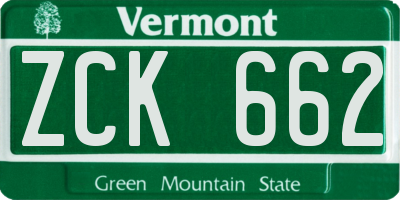 VT license plate ZCK662