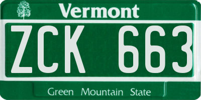 VT license plate ZCK663