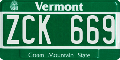 VT license plate ZCK669