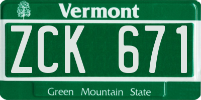 VT license plate ZCK671