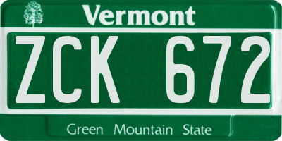 VT license plate ZCK672