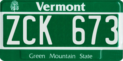 VT license plate ZCK673