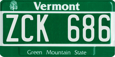 VT license plate ZCK686