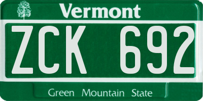 VT license plate ZCK692
