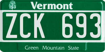 VT license plate ZCK693