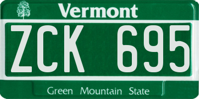 VT license plate ZCK695