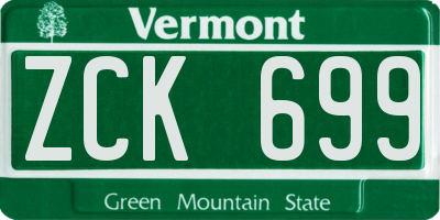 VT license plate ZCK699
