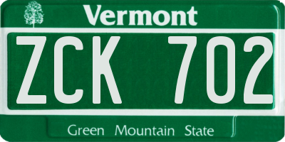 VT license plate ZCK702