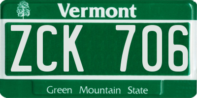 VT license plate ZCK706