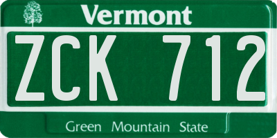 VT license plate ZCK712