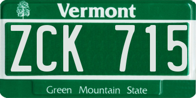 VT license plate ZCK715