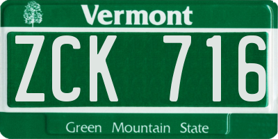 VT license plate ZCK716