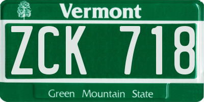 VT license plate ZCK718